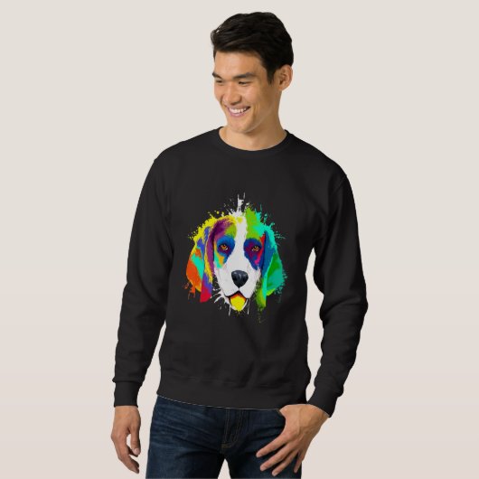 Splash Art Colorful Beagle Dog Sweatshirt (Vorne ganz)