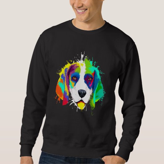 Splash Art Colorful Beagle Dog Sweatshirt (Vorderseite)