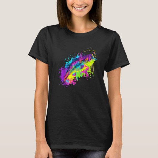 Splash Art Fisch Angeln T-Shirt (Vorderseite)