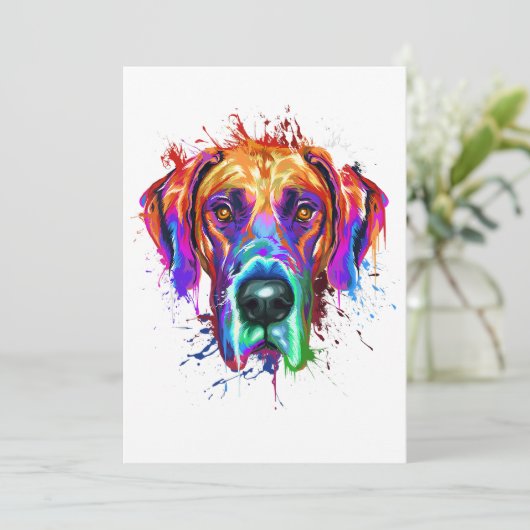 Splash Art Great Dane Puppy Lover Geschenke Ankündigung (Stehend Vorderseite)