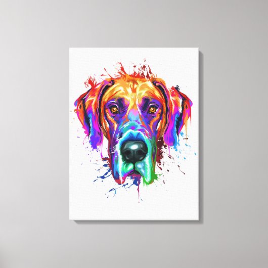 Splash Art Great Dane Puppy Lover Geschenke Leinwanddruck (Vorderseite)