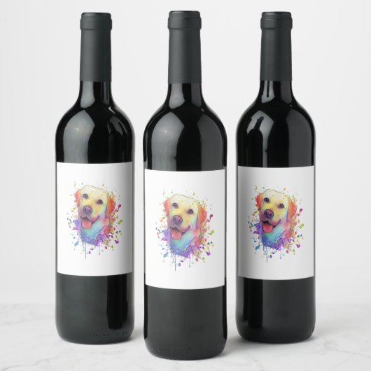 Splash Art Labrador Retriever Labrador Gift Men Wo Weinetikett (Flaschen)