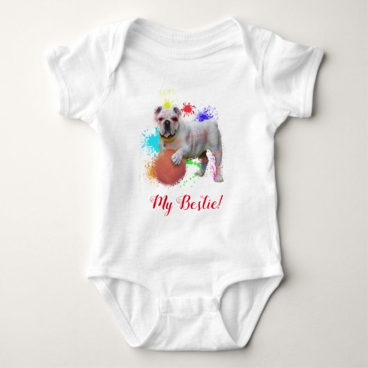 Splash Art Niedlich British Bulldog Baby Bodysuit Baby Strampler (Vorderseite)