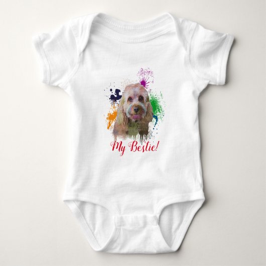 Splash Art Niedlich Cavapoo Dog Baby Bodysuit Strampler (Vorderseite)