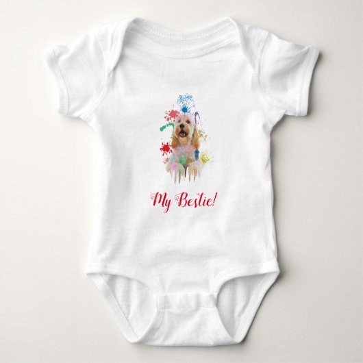 Splash Art Niedlich Cockapoo Dog Baby Bodysuit Strampler (Vorderseite)
