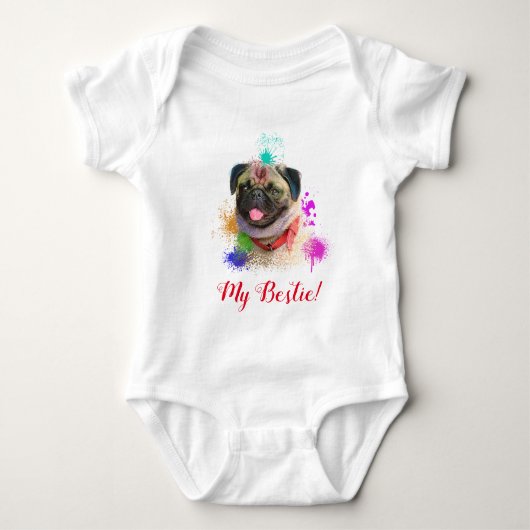 Splash Art Niedlicher Mops Dog Baby Bodysuit Baby Strampler (Vorderseite)