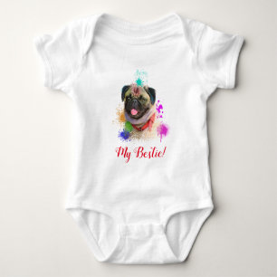 Splash Art Niedlicher Mops Dog Baby Bodysuit Strampler