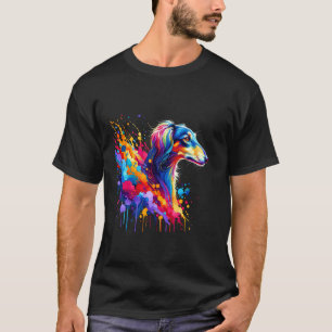 Splash Art Saluki Hund Persischer Windhund T-Shirt