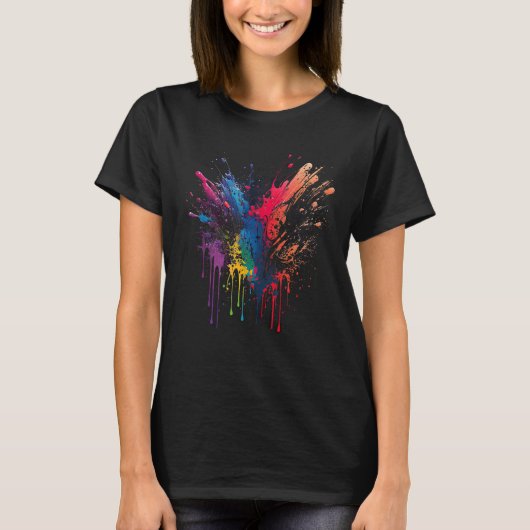 Splash Art Spritzer Farben weiß T-Shirt (Vorderseite)
