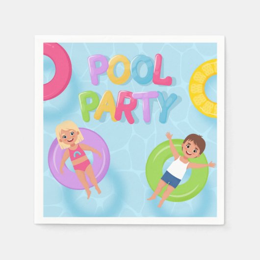 Splash Bash Kids Pool Party Birthday Serviette (Vorderseite)
