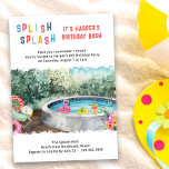Splash Birthday Bash Kids Water Party Einladung<br><div class="desc">Splish Splash Kindergeburtstag Einladung - perfekt für Splash Pad,  Wasserpark,  Splash Bash oder Wassersport Party für Kinder jeden Alters. Farbenvolles Aquarelldesign mit eigenartigen Buchstaben und Schwimmbad mit lustigen,  aufblasbaren Elementen. Einfach zu bedienende Einladungsvorlage und geeignet für den Geburtstagsbash eines Jungen oder Mädchens.</div>