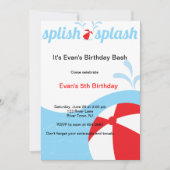Splash Birthday Pool Party Einladungen (Vorderseite)