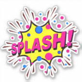 Splash Burst Pop Art Pink Gelb auf 4" Vinyl Aufkleber (Vorderseite)
