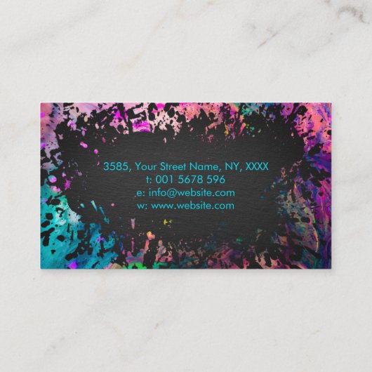 Splash Butterfly Wasserfarbe Schwarz Visitenkarte (Rückseite)