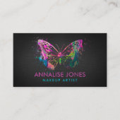 Splash Butterfly Wasserfarbe Schwarz Visitenkarte (Vorderseite)