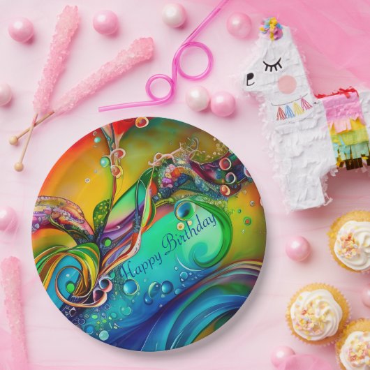 Splash! Colorful bubbles Abstract Birthday Pappteller (Party)