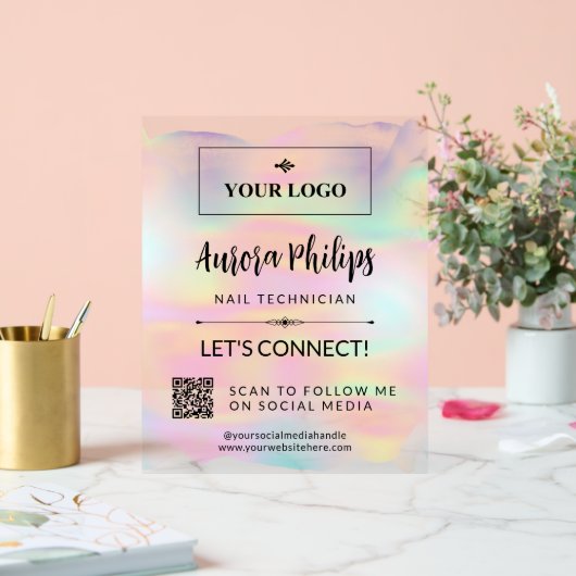 Splash Deine Logos und QR Social Media Acrylschild (Hochzeit)