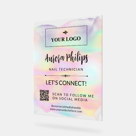 Splash Deine Logos und QR Social Media Acrylschild (Winkel)