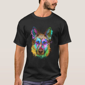 Splash Deutscher Schäferhund Gsd T-Shirt