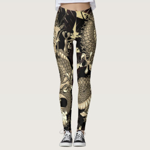 Splash Dragon Tattoo Tattoooed Skin-Effekt Leggings