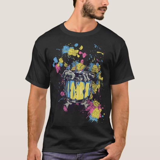 Splash Drummer - Farbexplosion auf der Snare T-Shirt (Vorderseite)