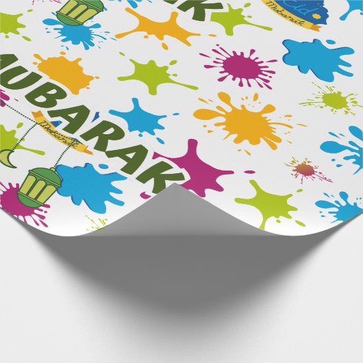 Splash Eid Mubarak Wrapping Paper Geschenkpapier (Ecke)