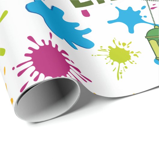Splash Eid Mubarak Wrapping Paper Geschenkpapier (Rolleneckpunkt)