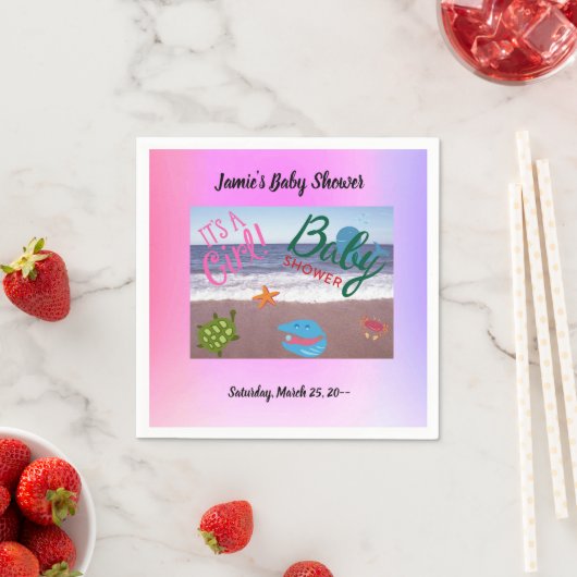 Splash for Joy: Baby Girl Shower Celebration Serviette (Beispiel)