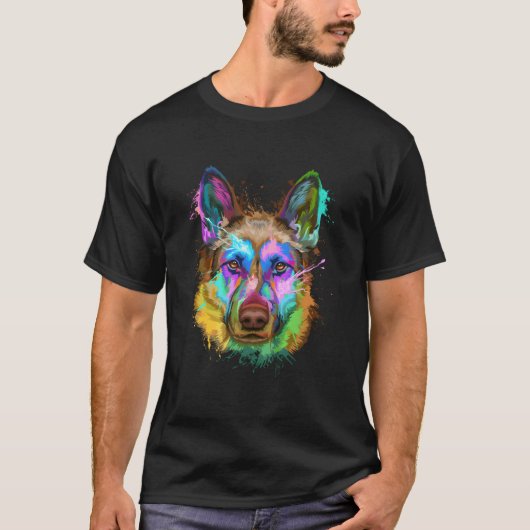 Splash Ger Shepherd Gsd T-Shirt (Vorderseite)