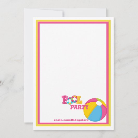 Splash Girls Pool Party Einladung (Rückseite)