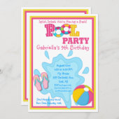 Splash Girls Pool Party Einladung (Vorne/Hinten)
