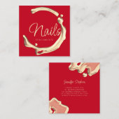 Splash Gold Polnisch Elegante Moderne Nägel Rot Quadratische Visitenkarte (Vorne/Hinten)