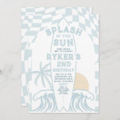 Splash in der Sonne modernen Surfbrett Geburtstag Einladung (Vorne/Hinten)