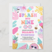 Splash in neun tropischen Strand 9th Birthday Part Einladung (Vorderseite)