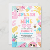 Splash in neun tropischen Strand 9th Birthday Part Einladung (Vorderseite)