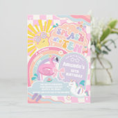 Splash in to Ten Retro Groovy Daisy 10th Birthday  Einladung (Stehend Vorderseite)