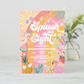 Splash Into Eight Summer Rainbow Sun 8th Birthday  Einladung (Stehend Vorderseite)