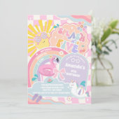 Splash Into Five Cloud Rainbow Disco 5th Birthday Einladung (Stehend Vorderseite)