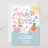 Splash Into Five Pool Party Summer 5th Birthday Einladung (Vorderseite)