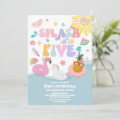 Splash Into Five Pool Party Summer 5th Birthday Einladung (Stehend Vorderseite)