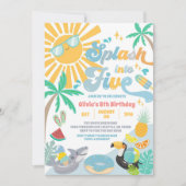 Splash Into Five Summer Party 5th Birthday Einladung (Vorderseite)