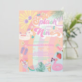 Splash Into Nine Summer Rainbow Sun 9th Birthday  Einladung (Stehend Vorderseite)