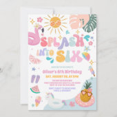 Splash Into Six Pool Party Summer 6th Birthday Einladung (Vorderseite)