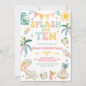 Splash Into Ten Tropical Summer 10th Birthday Einladung (Vorderseite)