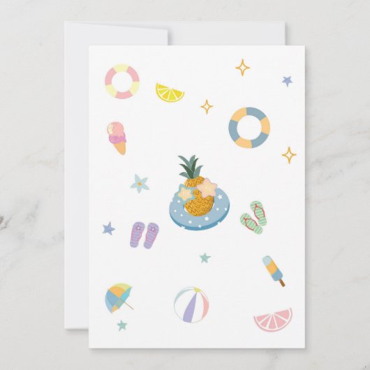 Splash Into Three Pool Party Summer 3rd Birthday Einladung (Rückseite)