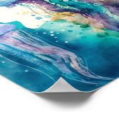 Splash Jellyfish Wasserfarbe Minimalistisches Post Poster (Ecke)