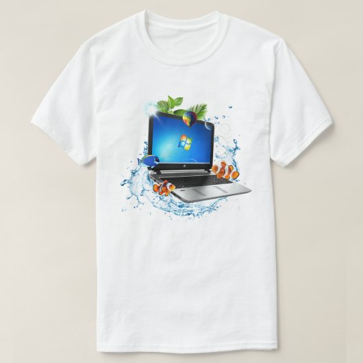 Splash Laptop Frutiger Aero T-Shirt (Design vorne)