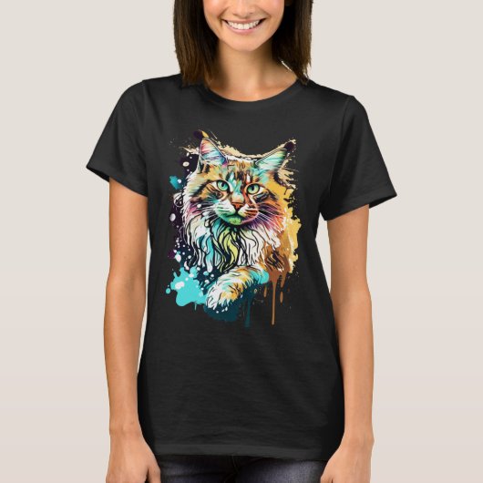 Splash Maine Coon Katze 1 T-Shirt (Vorderseite)