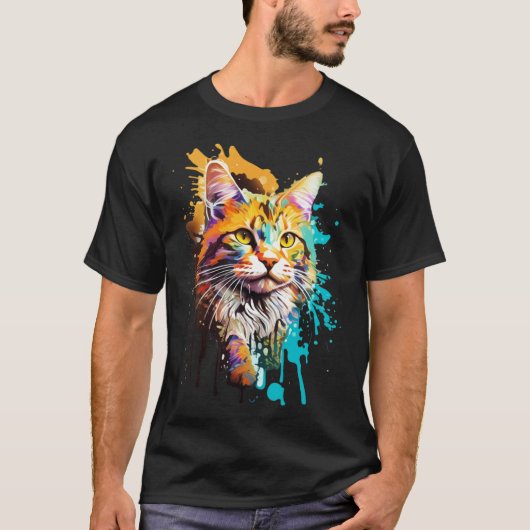 Splash Maine Coon Katze T-Shirt (Vorderseite)