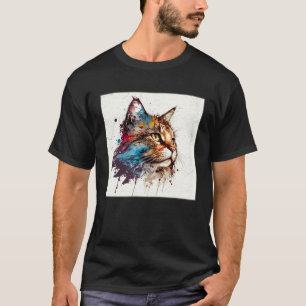 Splash Maine Kun Katze Farbspritzer Bunt Frauen T-Shirt